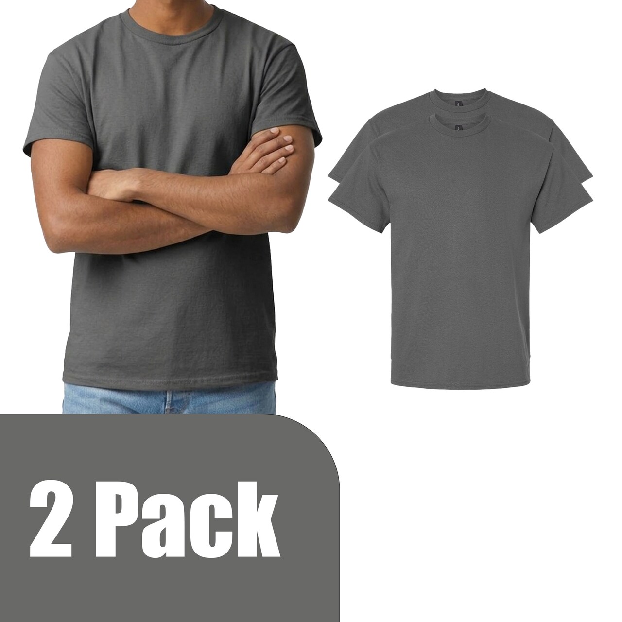 Gildan Unisex Ultra Cotton Short Sleeve T-Shirt, Charcoal Crewneck Tee Blanks for Crafting
